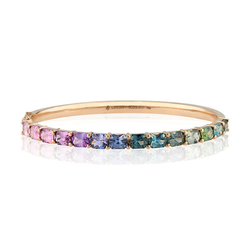 radiant cut rainbow sapphire tennis bracelet