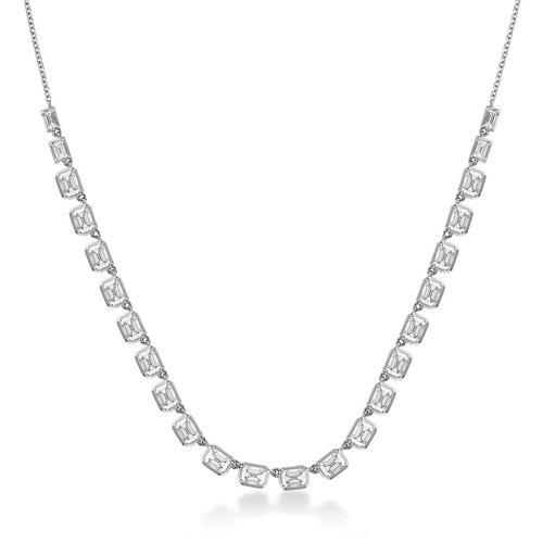 Graduated Bezel Set Diamond 5 Stone Necklace in White Gold, 18