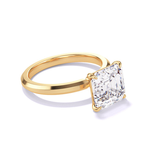 Yellow Gold Asscher Cut Diamond Engagement Ring