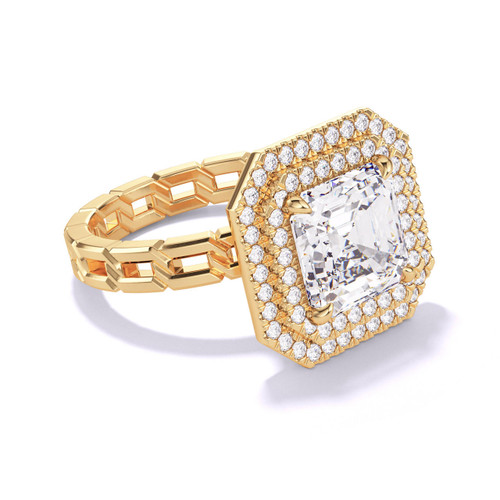 Yellow Gold Double Halo Diamond Engagement Ring