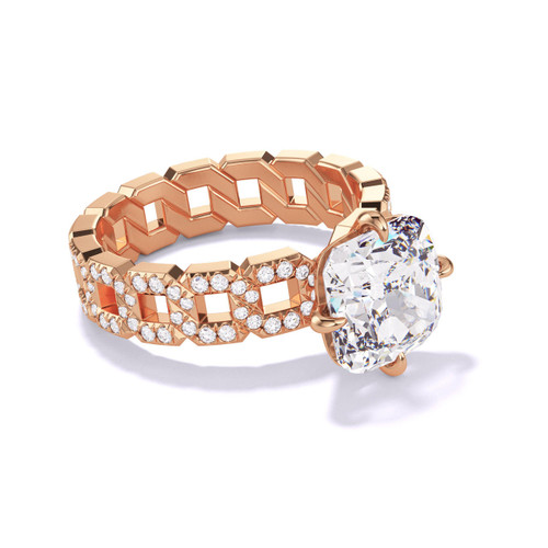 Rose gold cushion cut engagement rings