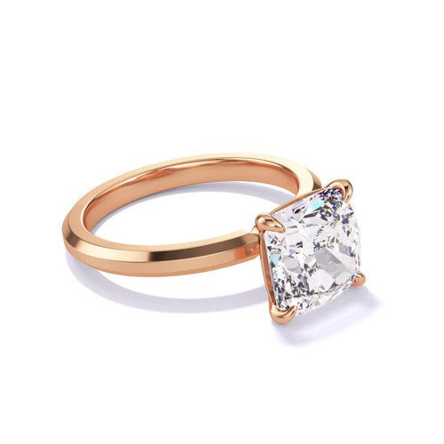 Cushion Cut Solitaire Engagement Ring on a Slim Band in Rose Gold