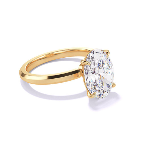 Oval Solitaire Engagement Ring Thin Gold Band