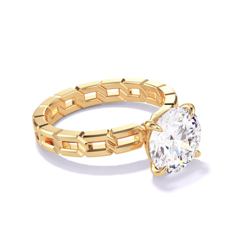 Gold Band Round Diamond Engagement Ring 2 carats