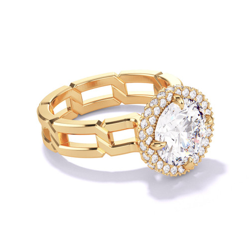Yellow Gold Round Diamond Engagement Rings 2 carats