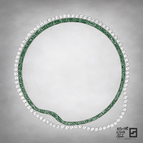 emerald and diamond riviere necklace inspired by the paths in central park