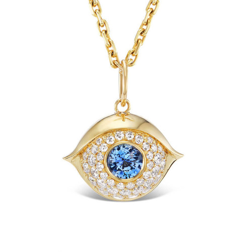 18K Gold Evil Eye Pendant, Evil Eye Necklace, Gold Hamsa Necklace for Women  | eBay