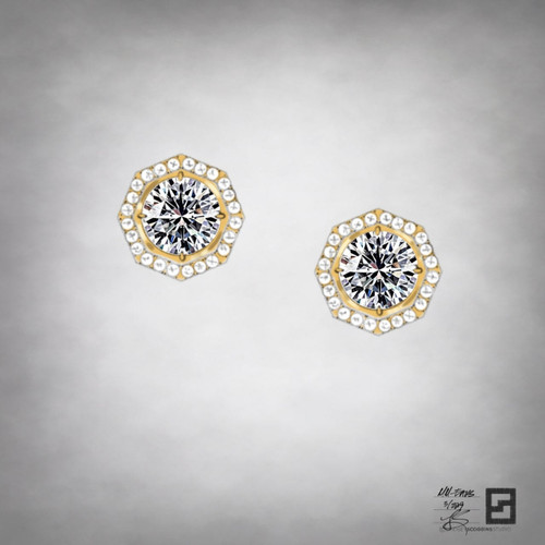 New York City industry inspired diamond solitaire earrings in 18 karat gold