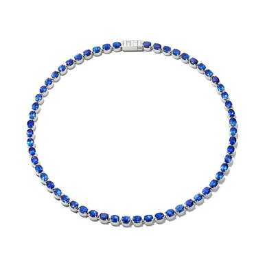 Sapphire and Diamond Drop Tennis Necklace in 14K White Gold -  RubyandGems.com