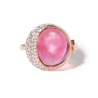 Cabochon Moon Ring | Pink Tourmaline Ring | Lindsey Scoggins