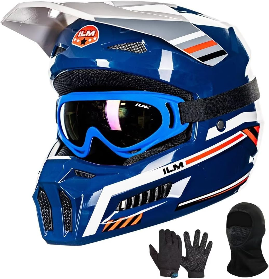 cheap motorcycle helmets for kids Youth Dirt Bike Helmets Kids ATV Helmet Motorcross BMX Off Road Motorbike  with Goggles Gloves Mask DOT Model MT601Y (Matte Black, Youth-Medium)