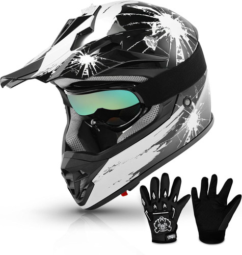 Dot Youth & Kids Motorcycle Off-Road Helmet Full Face Motocross Street Dirt Bike Mountain Bike BMX MX ATV Helmet+Goggles+Gloves New