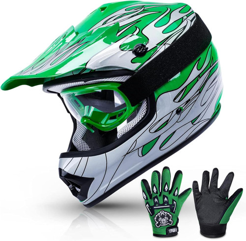 DOT Youth Kids Dirt Bike Helmet Youth Motocross Helmet Full Face ATV Four Wheeler Motorcycle BMX Helmet for Boys Girls, Off-Road Protective Gear with Goggles Gloves New