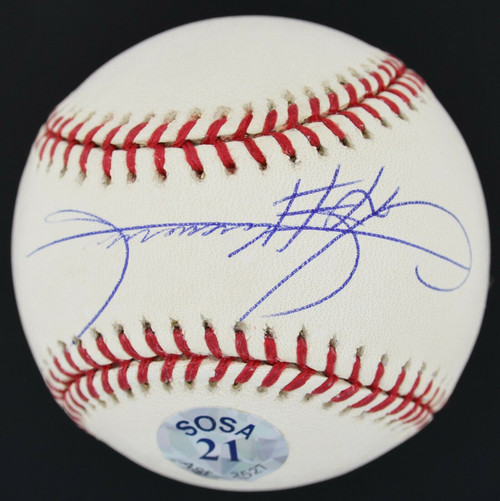 Sammy Sosa "21" Signed Autographed OML 2002 HRD Baseball JSA COA #JJ85569