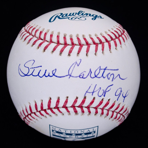 Steve Carlton HOF 94 Signed Autographed HOF Logo Baseball JSA COA #AC57095