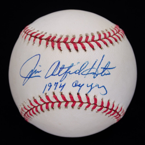 Jim Catfish Hunter 1974 Cy Young Signed OAL Baseball - Sweet Spot Scrip! JSA LOA