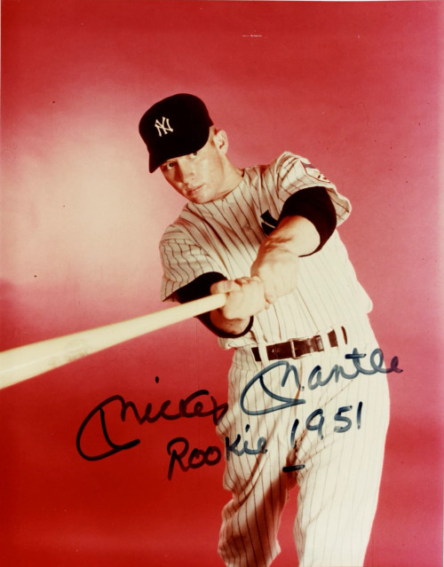 Unique Mickey Mantle Rookie 1951 Signed 8x10 Photo Extremely Rare Image! JSA LOA