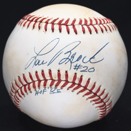 Lou Brock #20 HOF 85 Signed Official National League Baseball JSA COA #CI52598
