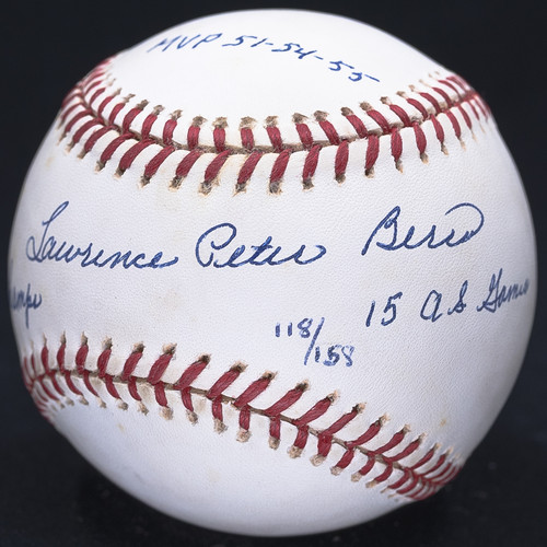 Lawrence Yogi Berra MVP 51 54 55 STAT Signed OAL Baseball JSA COA