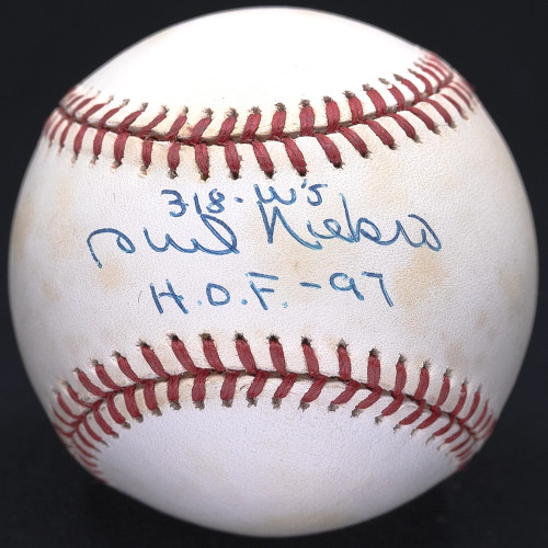 Phil Niekro HOF 97 318 W's Signed Official American League Baseball JSA COA