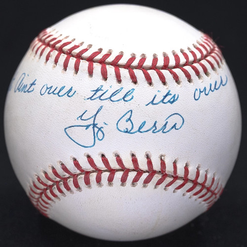 Yogi Berra It Ain't Over Till Its Over Signed OAL Baseball PSA Holo