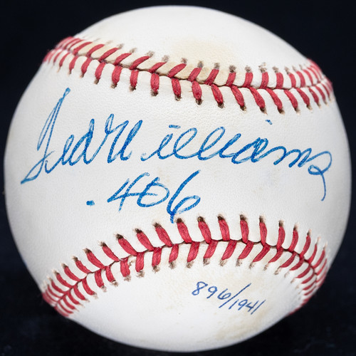 UDA Ted Williams .406 Signed OAL Baseball LE #896/1941 Upper Deck COA