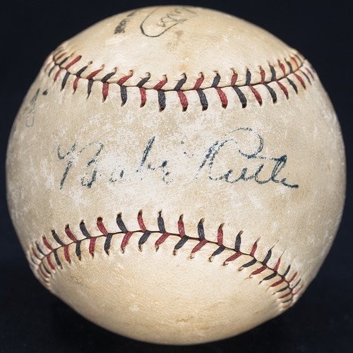 1920's Babe Ruth & Lou Gehrig Dual Signed ONL Baseball BAS LOA
