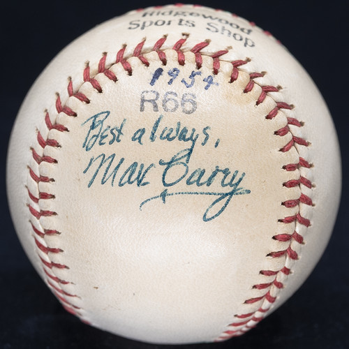 The Highest Graded Max Carey Single Signed Baseball PSA LOA Graded MINT 9!