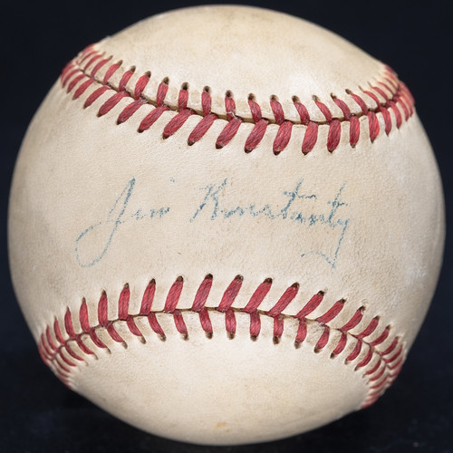 Circa 1950 Jim Konstanty Single Signed ONL Baseball 1950 NL MVP PSA LOA