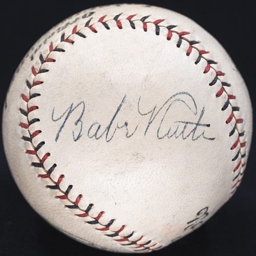 Stunning Babe Ruth & Lou Gehrig Dual Signed Baseball PSA LOA Graded 7.5!!!