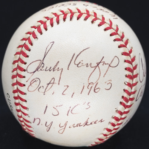 World Series Strikeout Records Signed Baseball Sandy Koufax Bob Gibson Carl Erskine 1/1 PSA