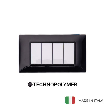 Plana 4 Gang Switch - Black