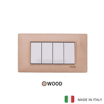 Plana 4 Gang Switch - Wood Pear Tree
