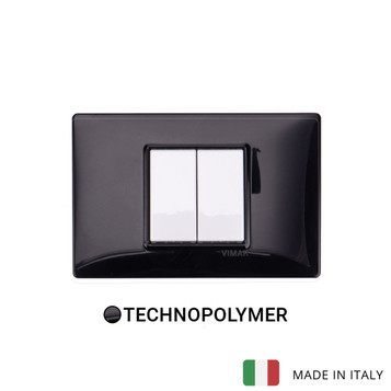 Plana 2 Gang Switch - Black