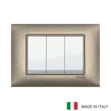 Plana 3 Gang Switch - Metallic Bronze