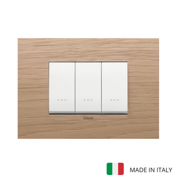 Eikon Exe 3 Gang Switch - Oak