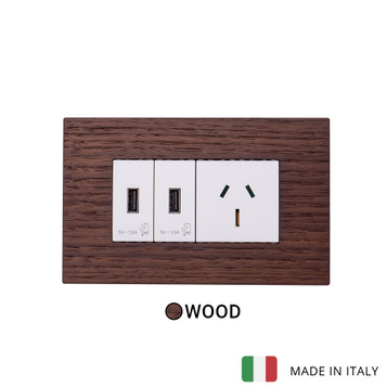 Eikon Exe 2 USB 1 Module Socket - American Walnut Eikon Exe 2 USB 1 Module Socket - American Walnut