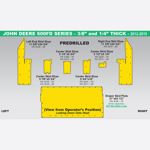 30' Skid Shoe Set To Fit John Deere 600FD, Yellow 3/8" 2013-2014 30' Skid Shoe Set To Fit John Deere 600FD, Yellow 3/8" 2013-2014