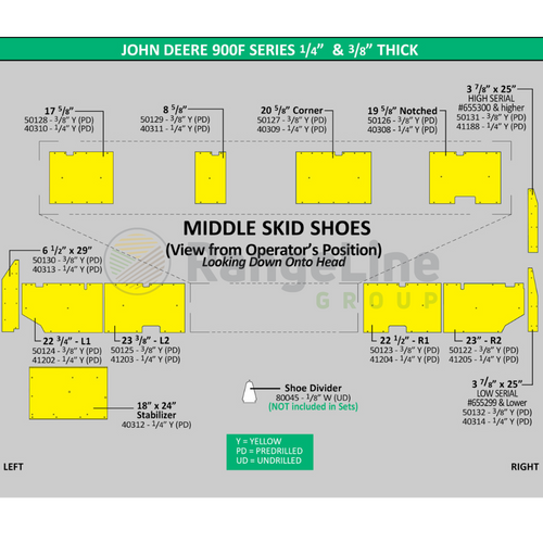 25' Skid Shoe Set, JD 900