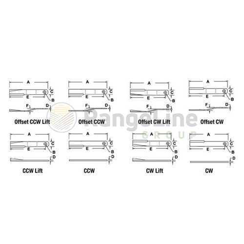 CCW Rotary Cutter Blade, JD WP220633, Ford 220633
