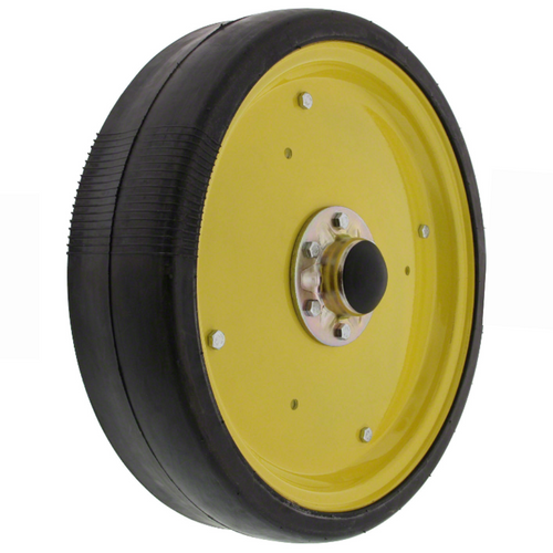 Gauge wheel assembly for single disc fertilizer opener. Includes bearing, hub, dust cap fits John Deere 1770NT and 1790 Series Planters Above Serial # 720000 Gauge wheel assembly for single disc fertilizer opener. Includes bearing, hub, dust cap fits John Deere 1770NT and 1790 Series Planters Above Serial # 720000