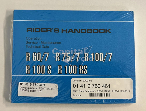 Rider's Manual - R80RT, R100, R100CS, R100RS, R100RT From 1981-84