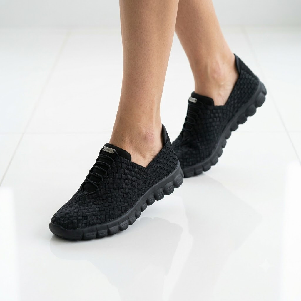 Zee Alexis | DANIELLE Black Metallic Woven Sneakers | Women's