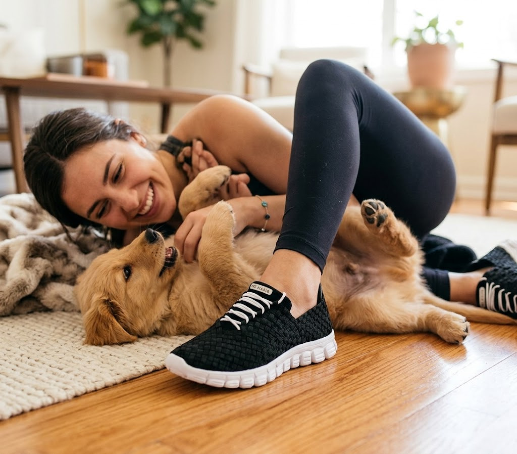 Zee Alexis | DANIELLE Black Metallic/White Bottom Woven Sneakers
