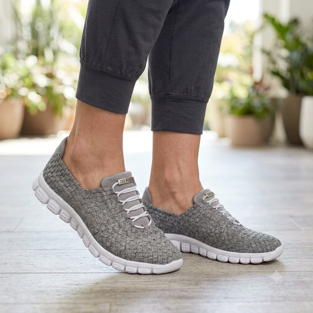 Zee Alexis | DANIELLE Pewter Woven Sneakers - Women's Stylish