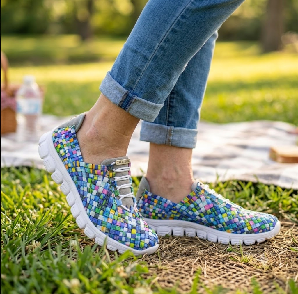 Zee Alexis | DANIELLE Turquoise Multi Woven Sneakers - Women's