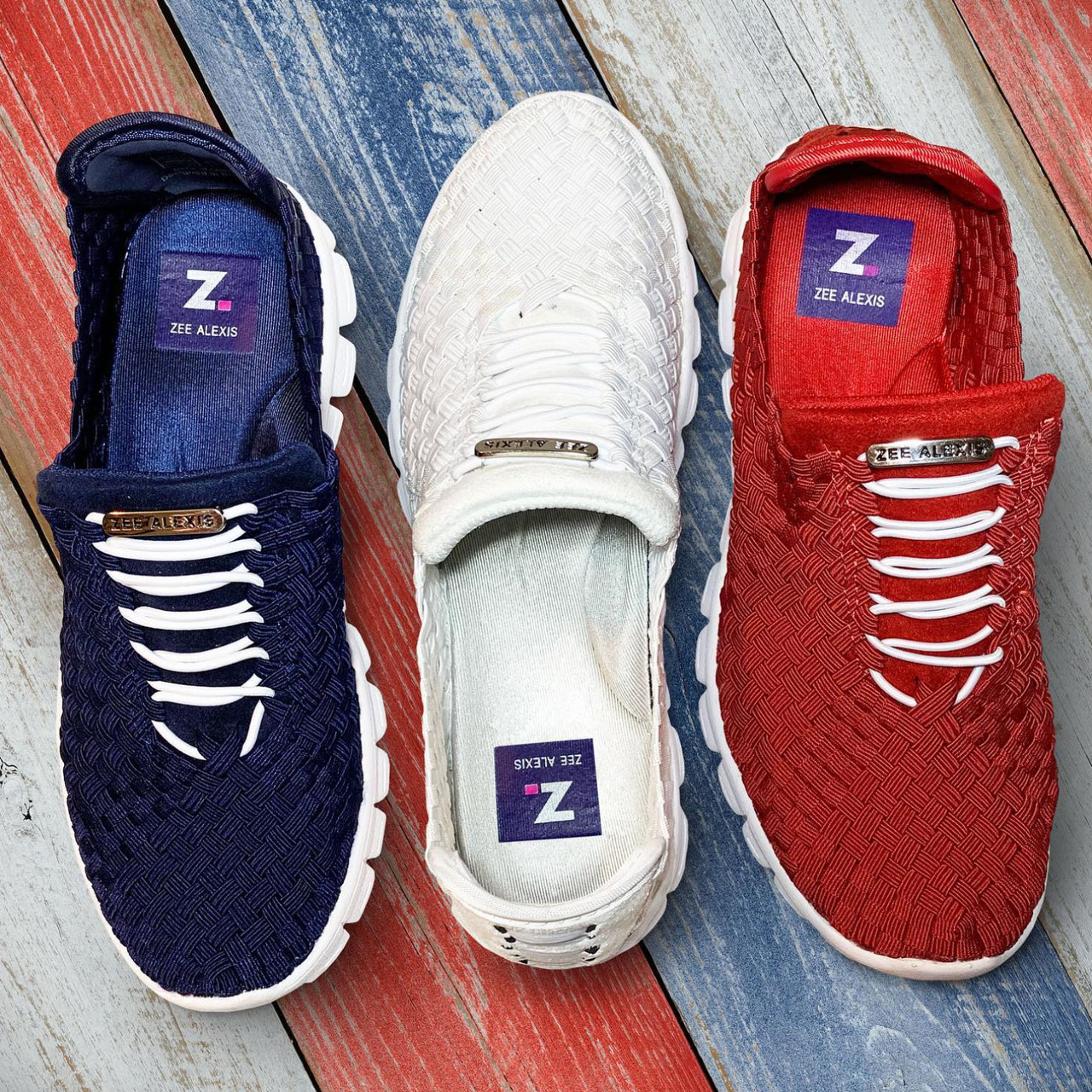 Zee Alexis | DANIELLE White Metallic Woven Sneakers