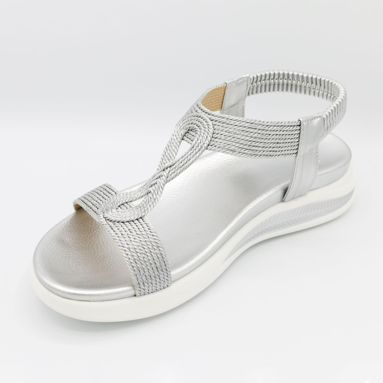 Womens Viola Platino Metallic Foil Low-heel Dressy Wedge Sandal | Nina Shoes