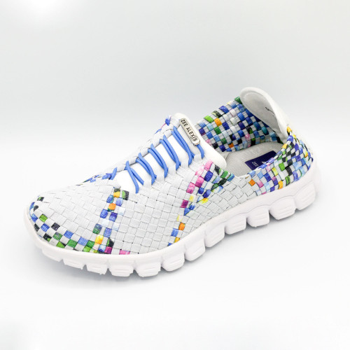 Danielle-A White/Turquoise Multi Woven Sneakers