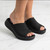 AVA Black Metallic Stretch Wedge Comfort Sandal 